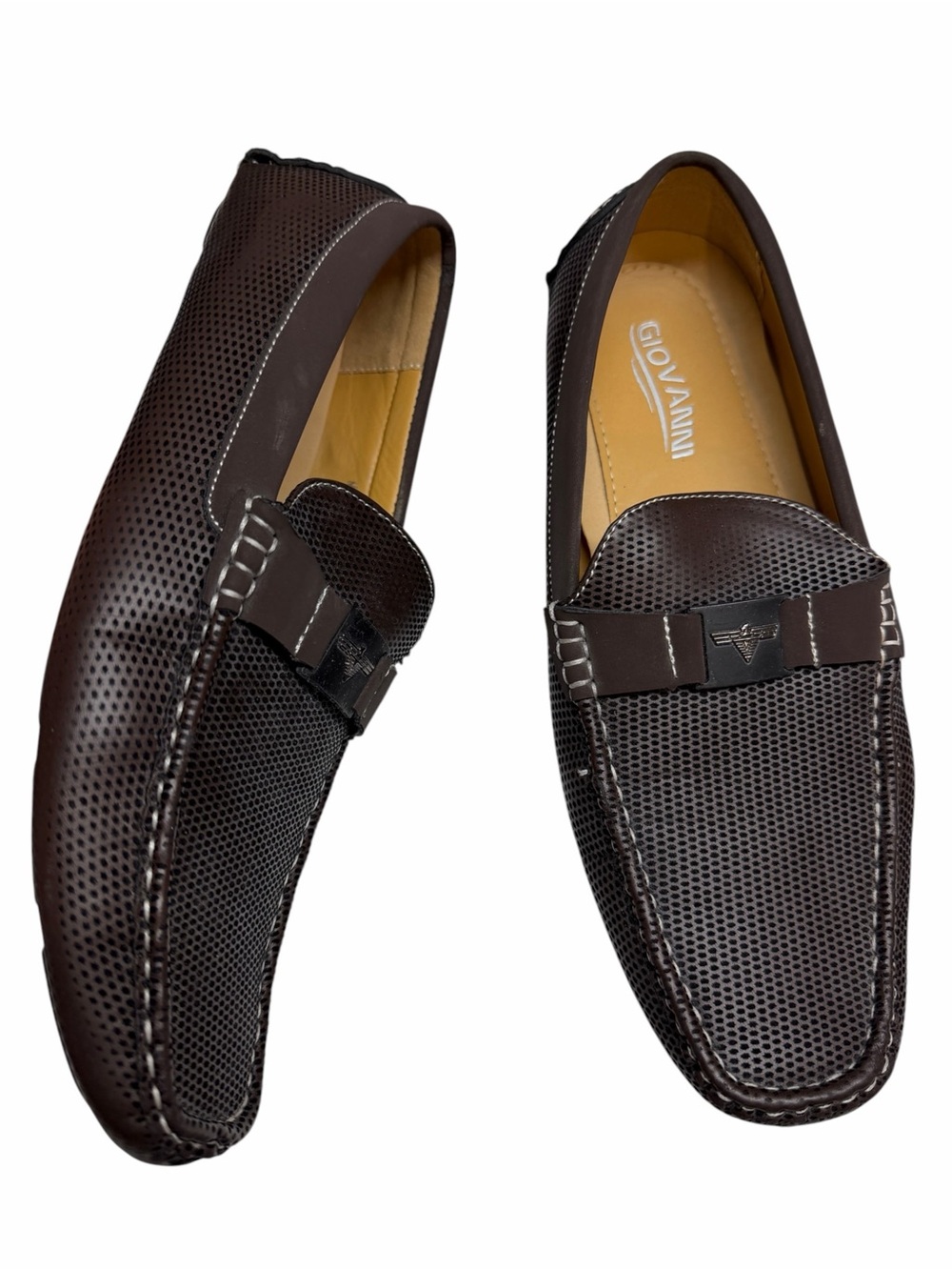 Giovanni men’s loafers brown leather slip on shoes size 12 resortwear vacation